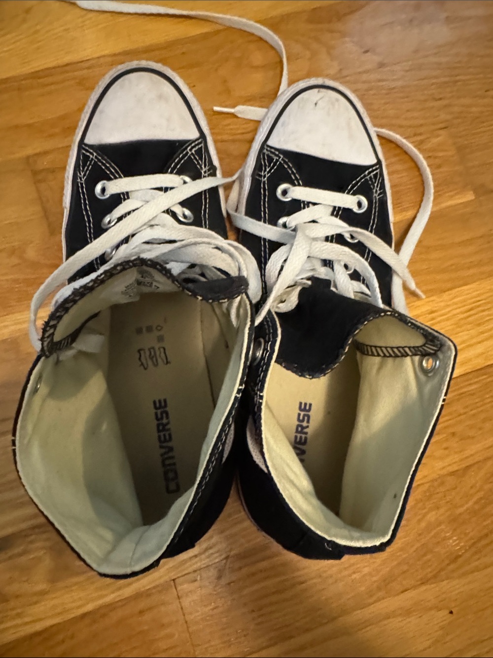 Converse Black and White High Top Sneakers - Picture 8 of 10